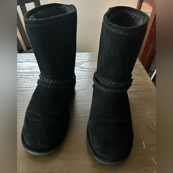 BearPaw Adele Women's Black Suede Winter Boots with Braided Strap & Buckle - Picture 7 of 9